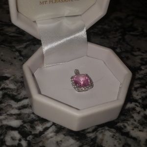 Diamond surround pink jewel